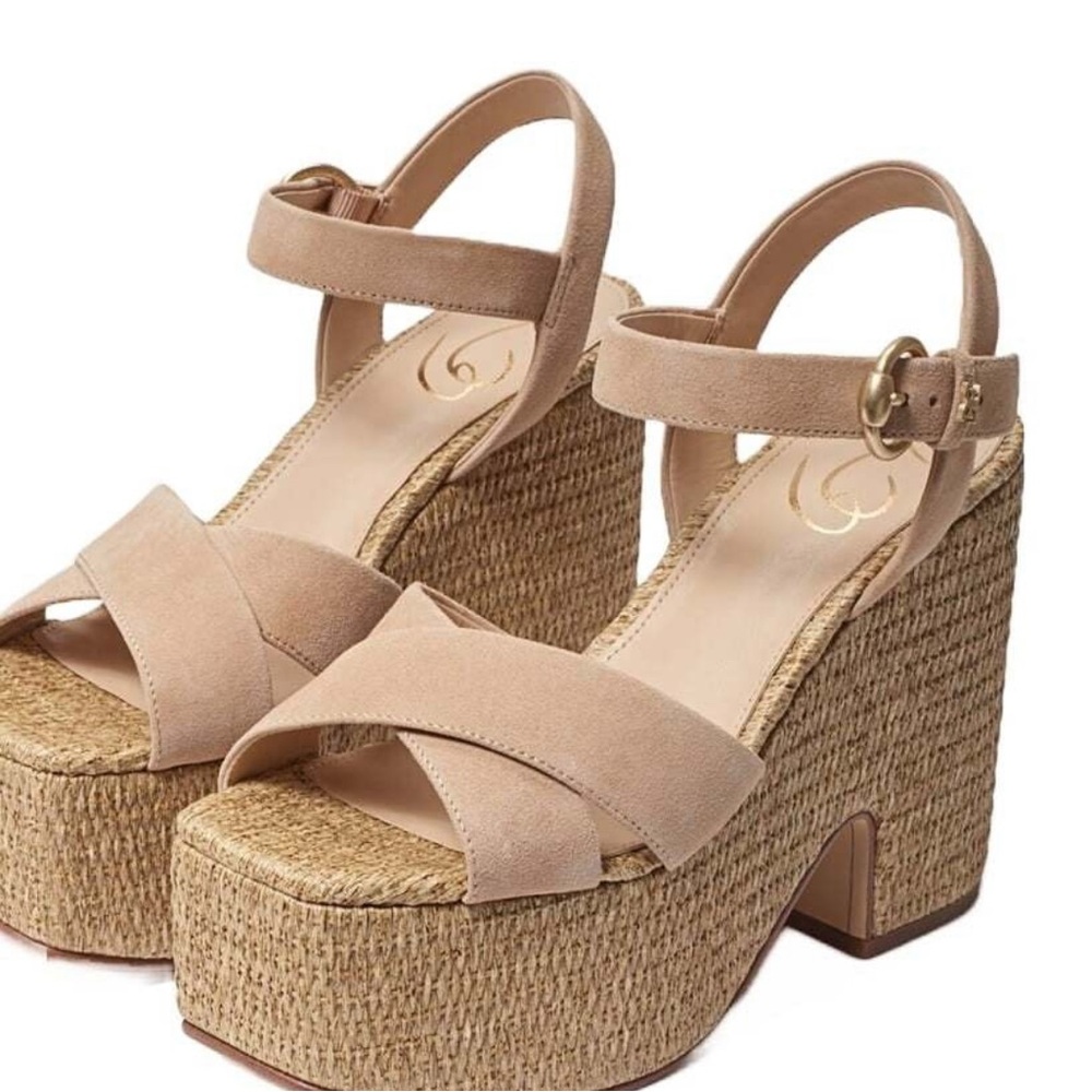 Sam Edelman Beige Wedges with Ankle Strap